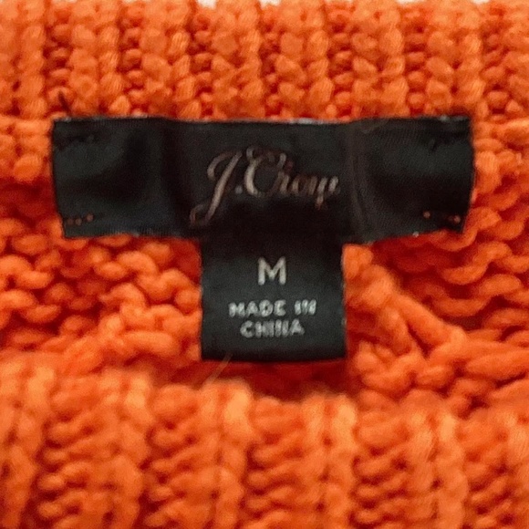 J Crew Womens Orange Cable Knit Sweater, M - Picture 2 of 5